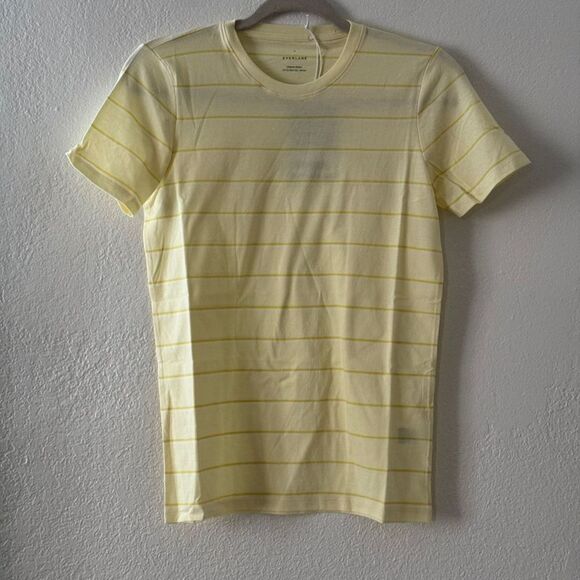 Everlane women’s Yellow Stripe Organic Cotton Crew T-Shirt Size S - Picture 4 of 5
